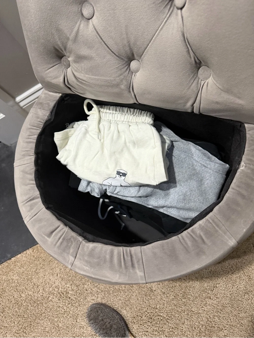 Plush Tufted Accent Stool - Gray